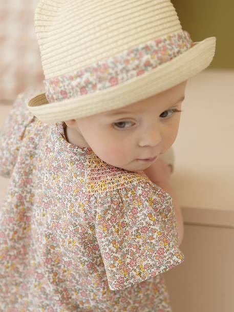 Strohoed babymeisje lint zandbeige - vertbaudet enfant 