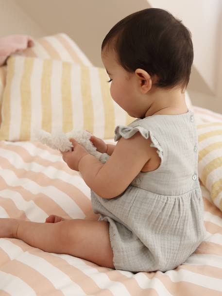 Barboteuse bébé fille en gaze de coton vert sauge - vertbaudet enfant 
