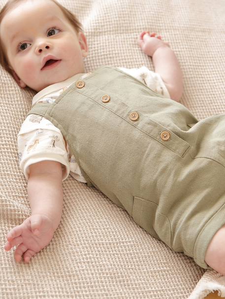 Ensemble body salopette bébé garçon kaki - vertbaudet enfant 