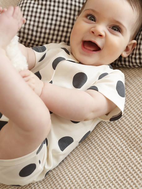 Coffret bébé 2 combishorts en coton bio beige chiné - vertbaudet enfant 