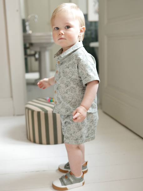 Ensemble chemise short bébé garçon vert sauge - vertbaudet enfant 