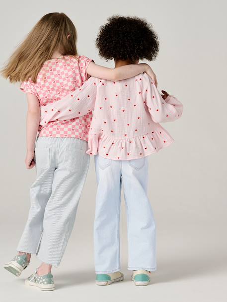 Jean fille large bleu+bleu moyen+denim black+denim bleached+denim brut+denim gris+stone - vertbaudet enfant 