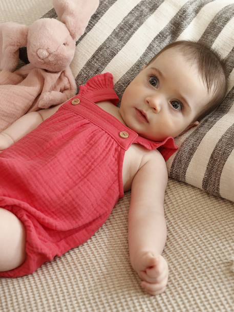 Babypakje voor pasgeboren meisjes van katoenen mousseline framboos - vertbaudet enfant 