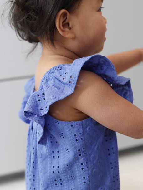 Combishort bébé fille broderie bleu électrique+rose bonbon - vertbaudet enfant 