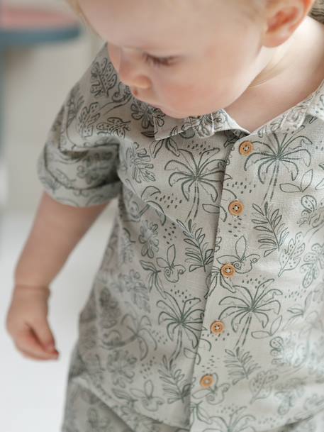 Ensemble chemise short bébé garçon vert sauge - vertbaudet enfant 