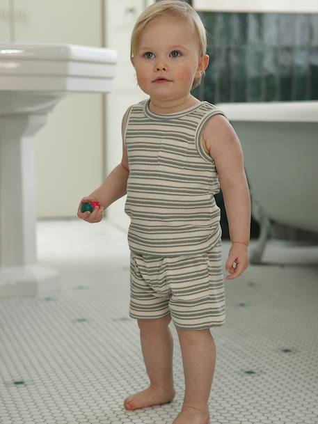 Débardeur bébé garçon rayé coton bio rayé blanc - vertbaudet enfant 