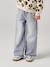 Wijde meisjesjeans met rafels aan de onderkant donkerblauw+gebleekt denim+grijs+stone - vertbaudet enfant 