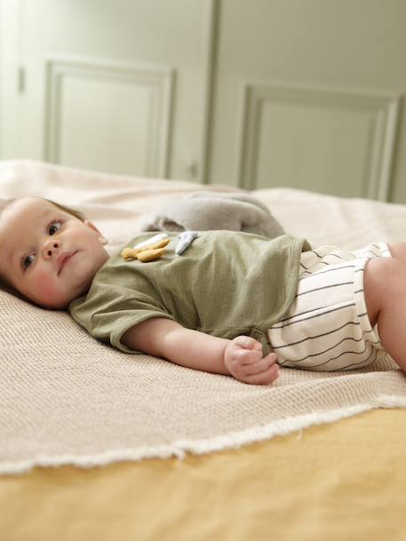 2-delige katoenen set voor jongens kaki - vertbaudet enfant 