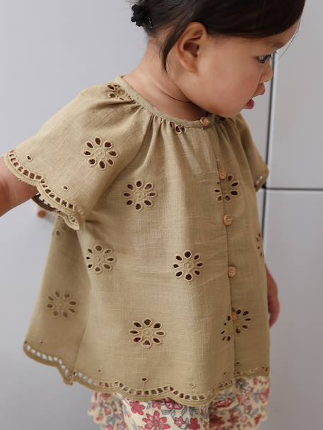 Blouse manches courtes broderie anglaise  - vertbaudet enfant