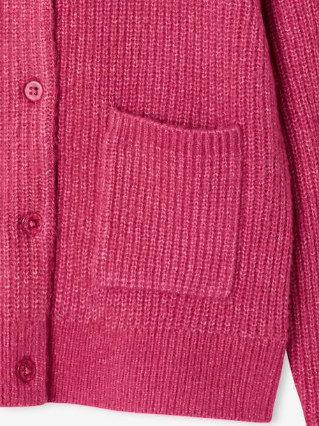 Gilet fille maille fine mousseuse corail+gris chiné+pivoine - vertbaudet enfant 