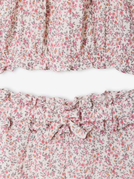 Ensemble short fille gaze coton blanc imprimé - vertbaudet enfant 