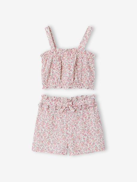 Fille-Ensemble-Ensemble short fille gaze coton