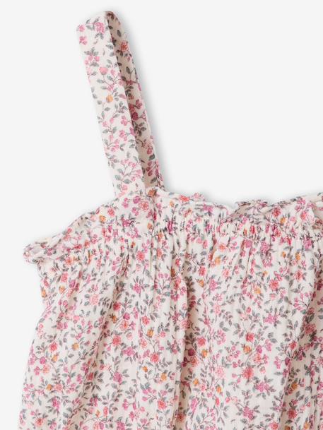 Meisjesset short met bloemenprint wit, bedrukt - vertbaudet enfant 