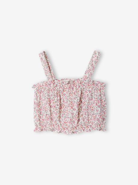 Ensemble short fille gaze coton blanc imprimé - vertbaudet enfant 