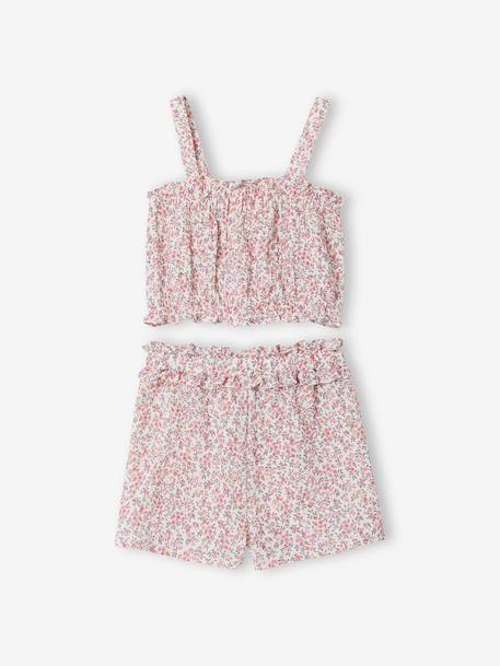 Ensemble short fille gaze coton blanc imprimé - vertbaudet enfant 
