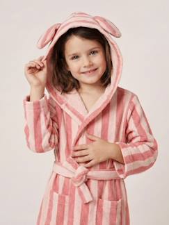 -Peignoir enfant rayé lapin personnalisable, avec coton recyclé