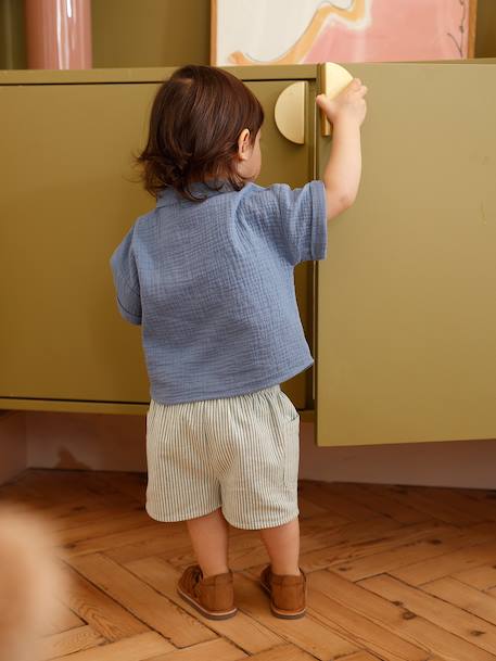 Chemise bébé garçon en gaze de coton bleu jean - vertbaudet enfant 