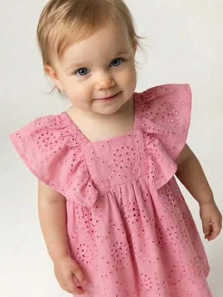 Robe bébé fille broderie anglaise rose - vertbaudet enfant 