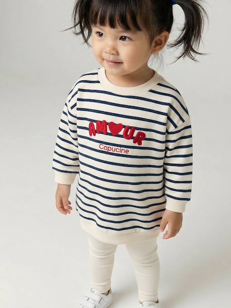 Babyset met jurk en legging personaliseerbaar marineblauw, gestreept - vertbaudet enfant 