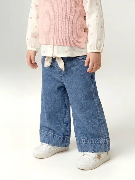 Vertbaudet wijde babybroek met bindceintuur double stone - vertbaudet enfant 
