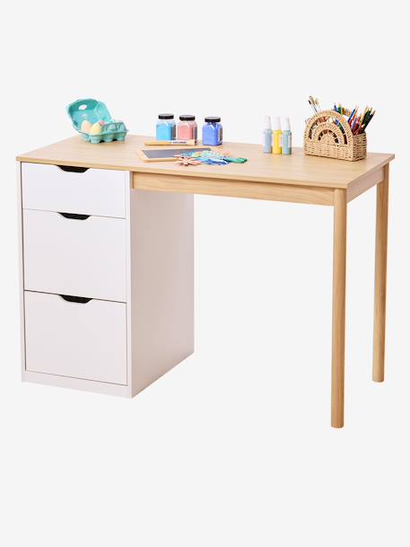 Bureau bois enfant avec tiroirs CHARLY blanc - vertbaudet enfant 
