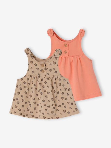 Lot 2 débardeurs coton bio corail - vertbaudet enfant 