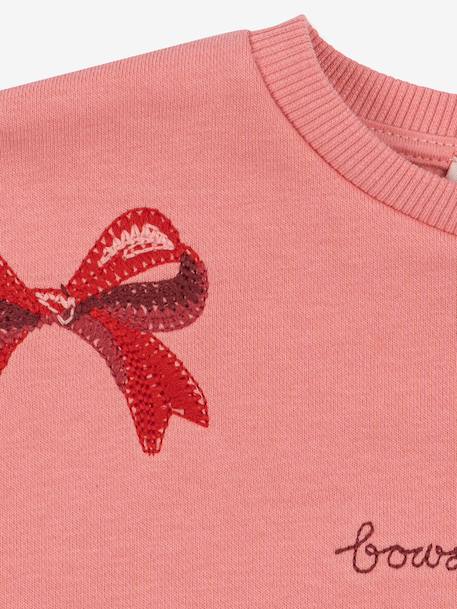 Sweat col rond blanc+rose - vertbaudet enfant 