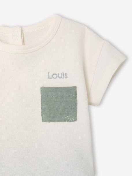 Ensemble short t-shirt à personnaliser noisette+vert sauge - vertbaudet enfant 
