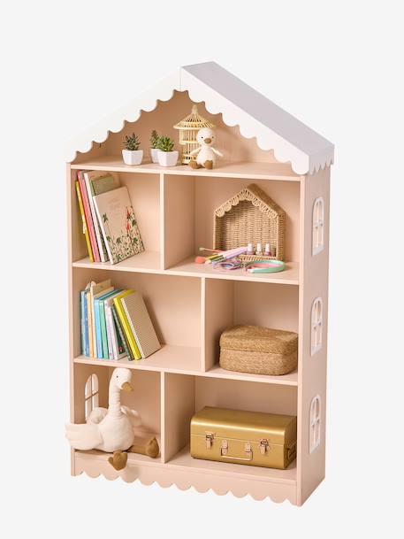Bibliothèque enfant feston bois maison rose - vertbaudet enfant 