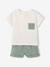 Set met short en T-shirt om te personaliseren hazelnoot+saliegroen - vertbaudet enfant 