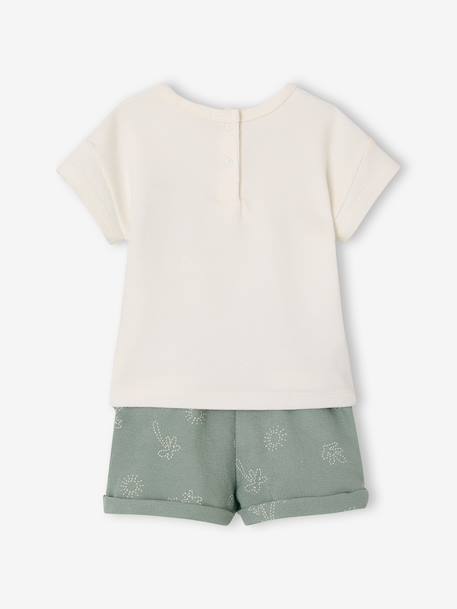 Ensemble short t-shirt à personnaliser noisette+vert sauge - vertbaudet enfant 
