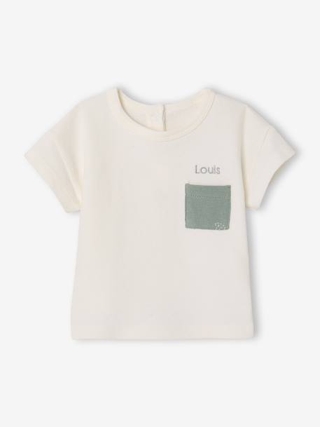 Set met short en T-shirt om te personaliseren hazelnoot+saliegroen - vertbaudet enfant 