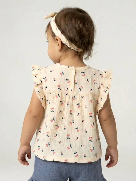 Ensemble bébé fille T-shirt short bandeau bleu ardoise - vertbaudet enfant 