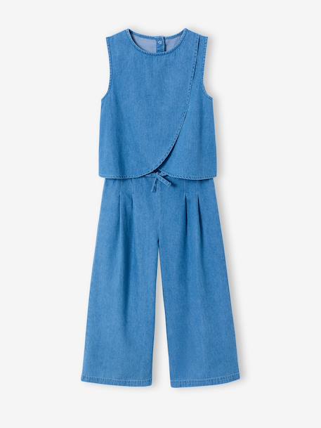 Fille-Ensemble-Ensemble pantacourt top denim léger