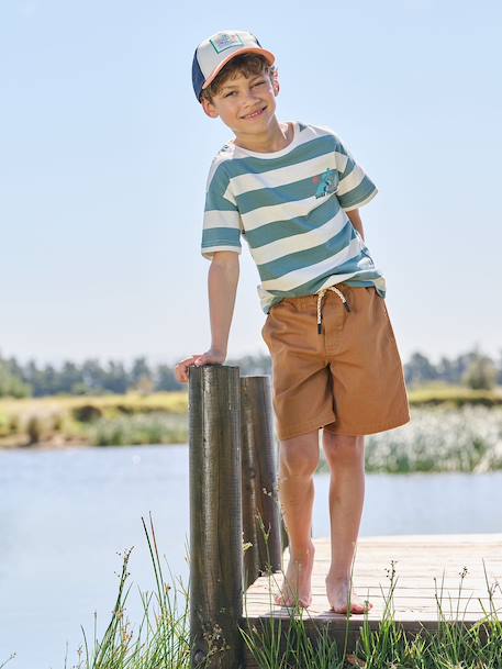 Bermuda garçon en twill anthracite+camel - vertbaudet enfant 