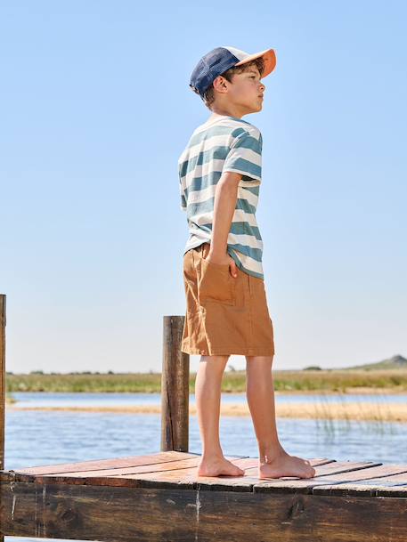 Bermuda jongens in twill antraciet+kameel - vertbaudet enfant 