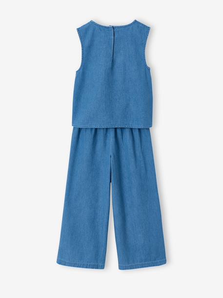 Ensemble pantacourt top denim léger bleu moyen - vertbaudet enfant 