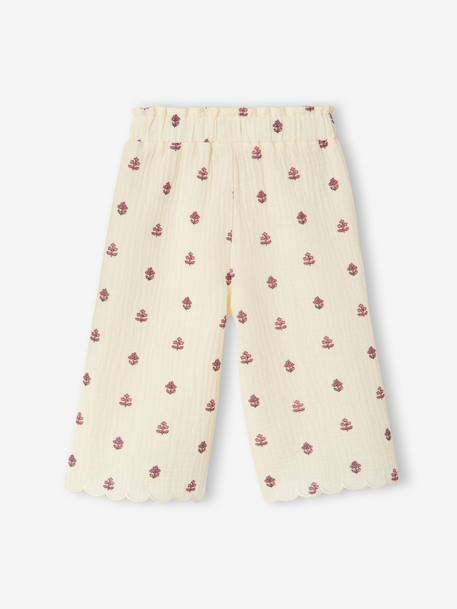 Pantalon large bébé fille gaze coton écru - vertbaudet enfant 