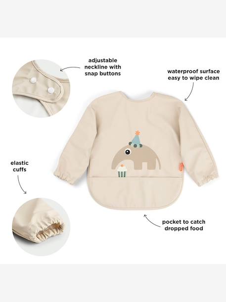 Slabbetje met mouwen en zakje DONE BY DEER groen+zandbeige - vertbaudet enfant 
