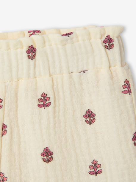 Wijde broek voor babymeisjes van katoengaas ecru - vertbaudet enfant 