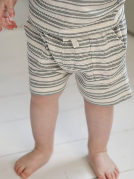 Short bébé garçon nid abeille rayé blanc - vertbaudet enfant 