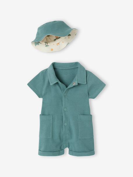 Set met babypakje en omkeerbaar hoedje smaragdgroen - vertbaudet enfant 