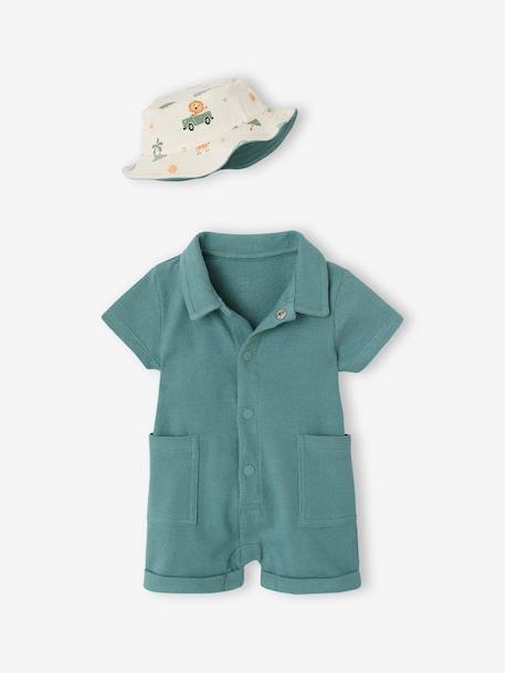 Set met babypakje en omkeerbaar hoedje smaragdgroen - vertbaudet enfant 