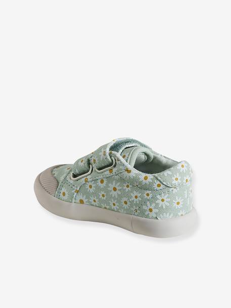 Baskets scratchées bébé en toile BLANC+bleu glacier+lot rose+rose imprimé+vert imprimé marguerites+violet imprimé - vertbaudet enfant 