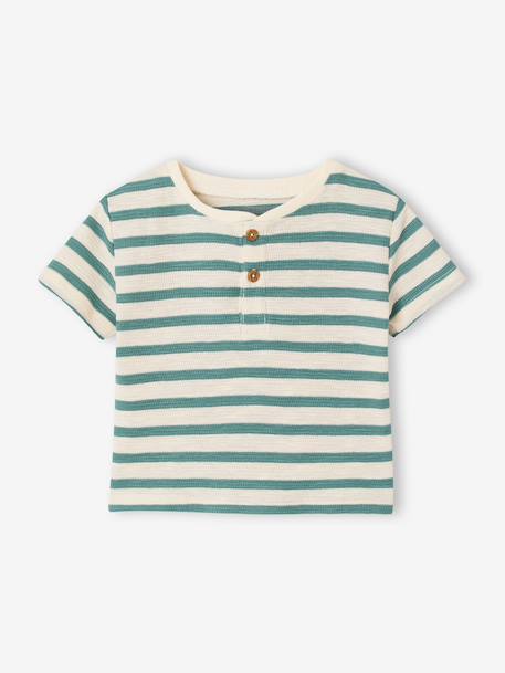 T-shirt baby biologisch katoen blauw+smaragdgroen - vertbaudet enfant 