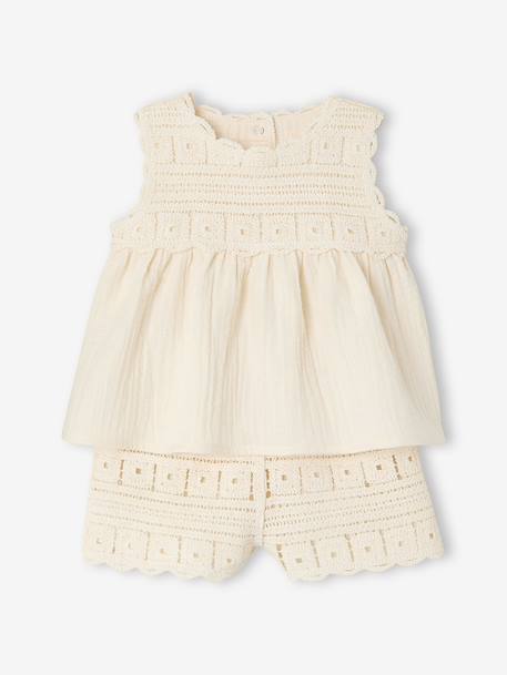 Bébé-Ensemble top short bébé fille crochet