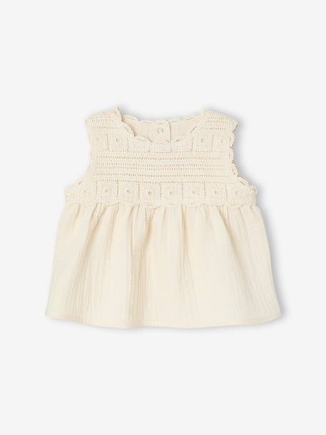 Ensemble top short bébé fille crochet écru - vertbaudet enfant 