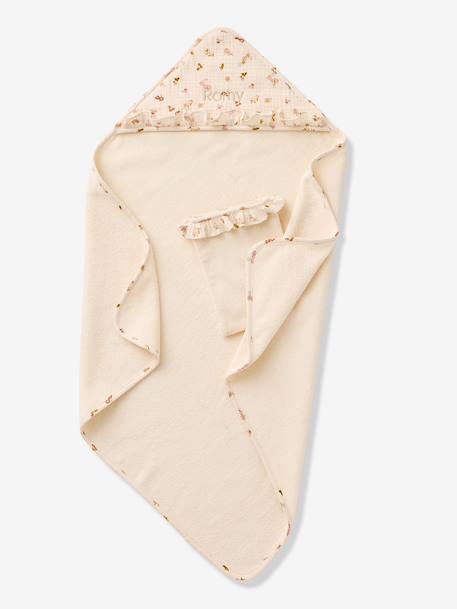 Cape de bain et gant en coton écru - vertbaudet enfant 