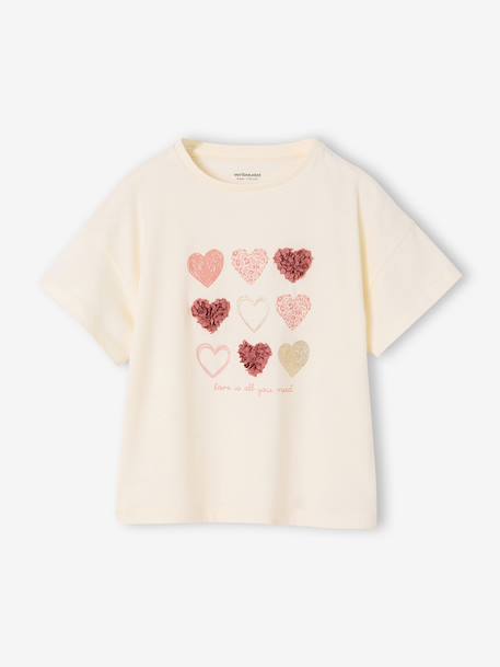 Fille-T-shirt manches courtes cœurs