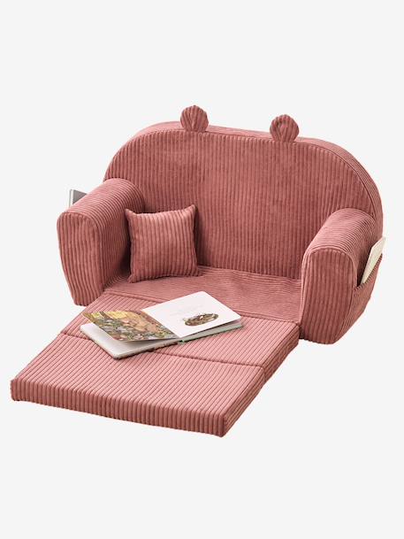 Canapé chauffeuse ours velours rose - vertbaudet enfant 